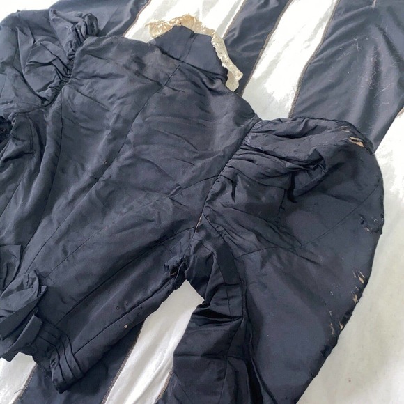 Antique Victorian Leg of Mutton Sleeve Jet Bead Silk Bodice Needlework 1890s - Picture 15 of 16